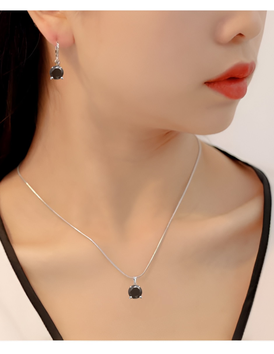 Set de collar y aretes de metal circonita 2