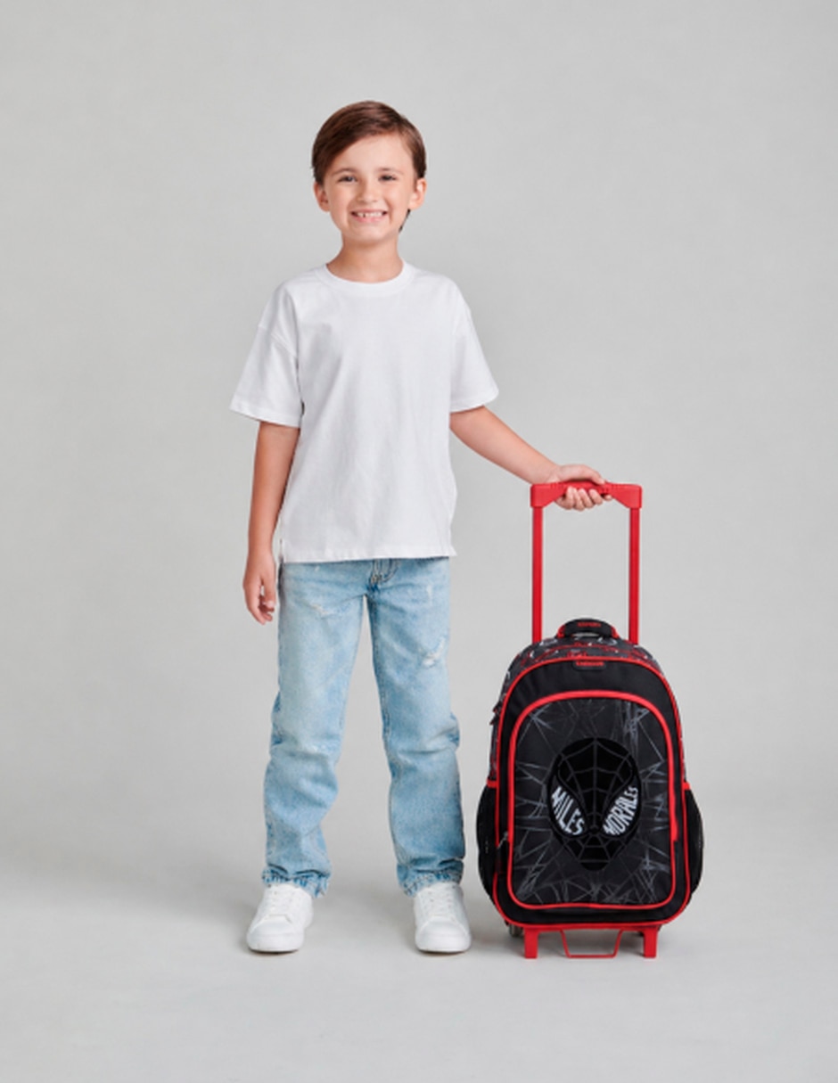 Mochila con ruedas escolar miles morales mneg para niño 8