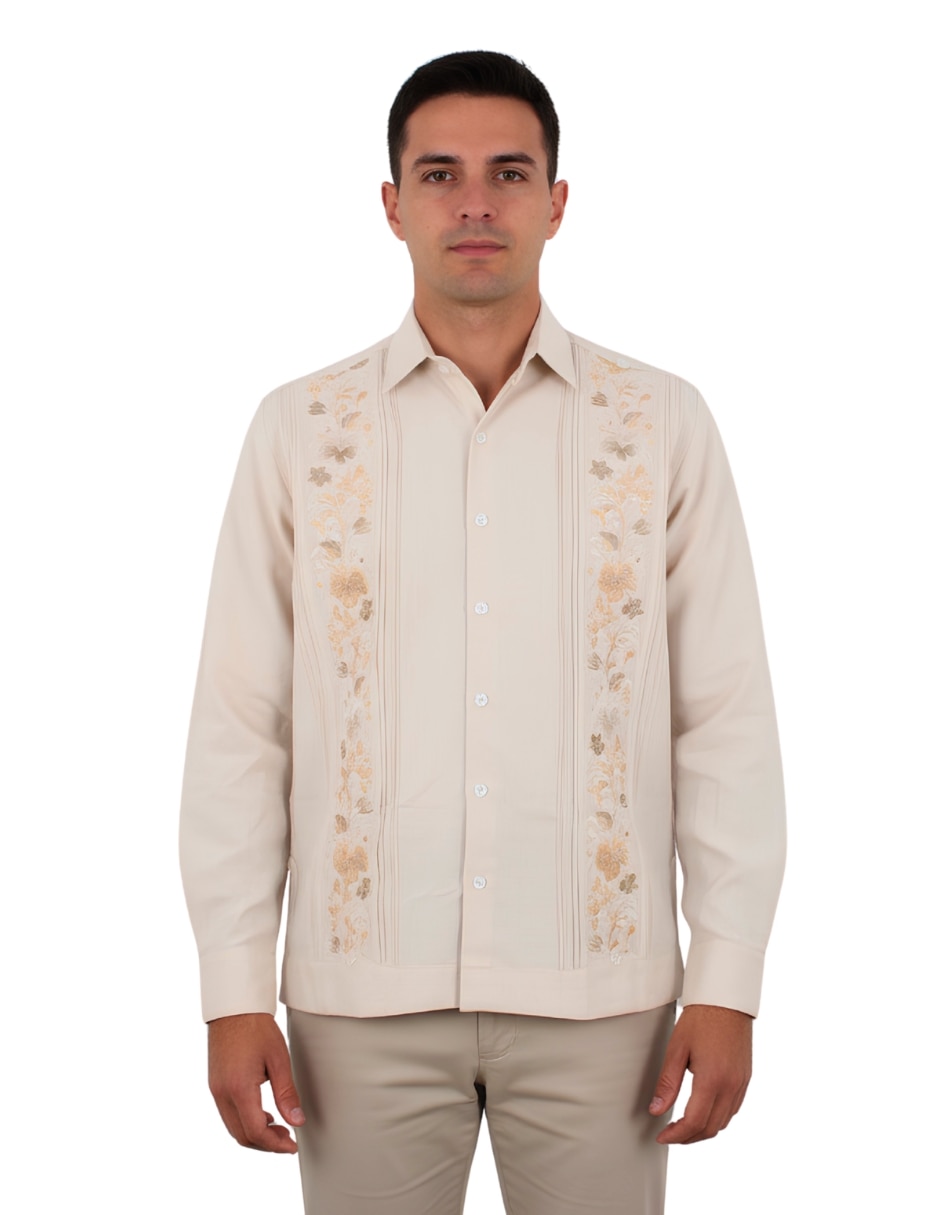 Guayabera manga larga teya artesanal para