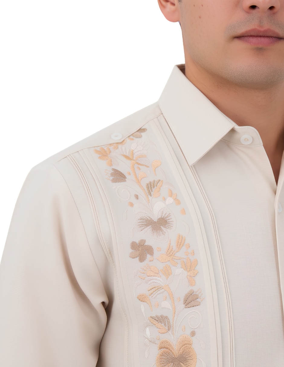 Guayabera manga larga teya artesanal para