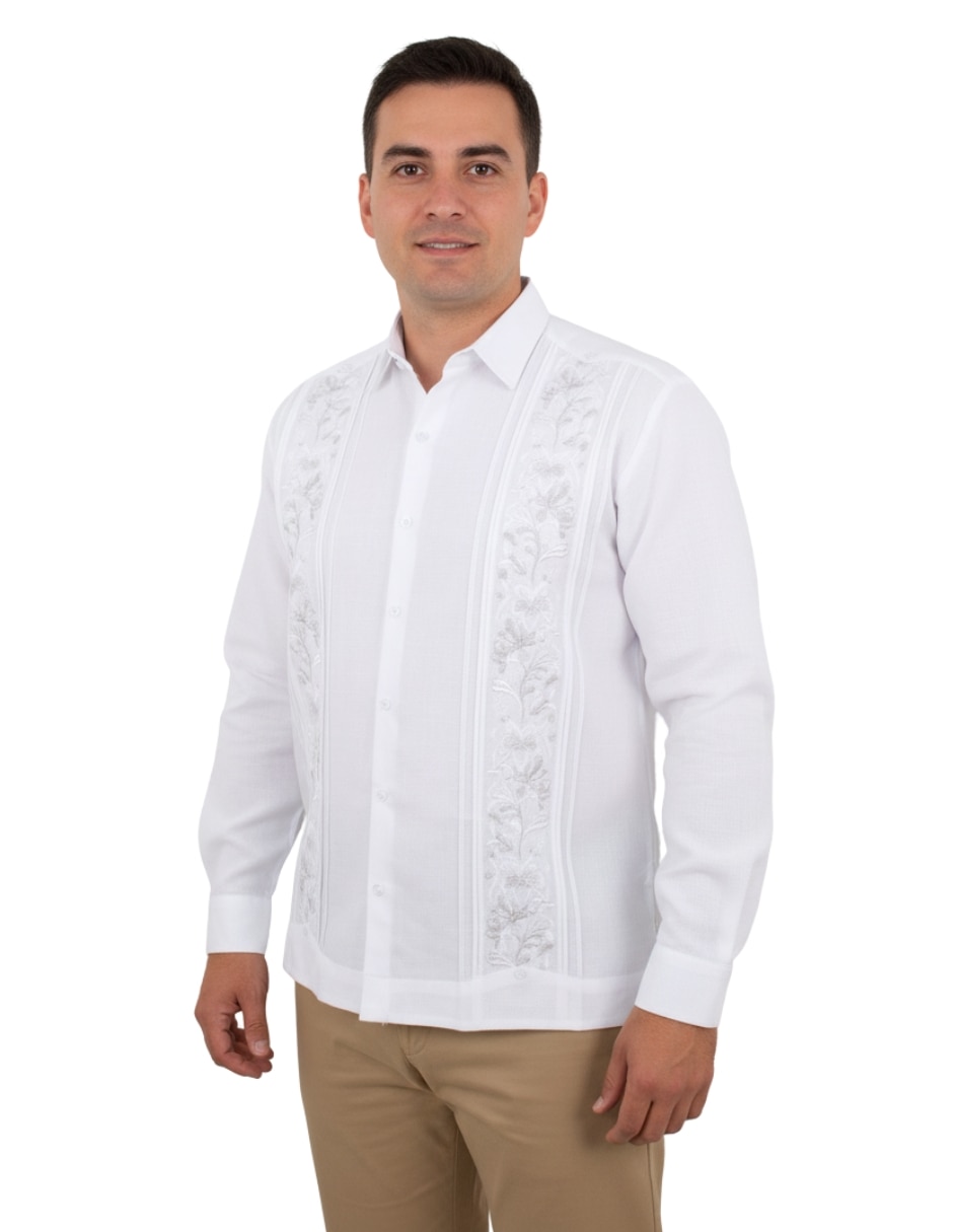 Guayabera manga larga teya artesanal para