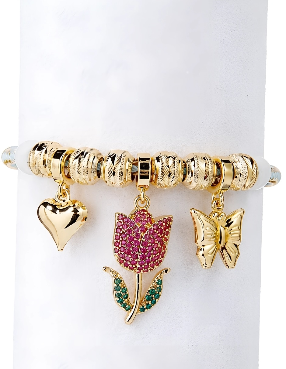 Pulsera yoiko con zirconia floré acabado