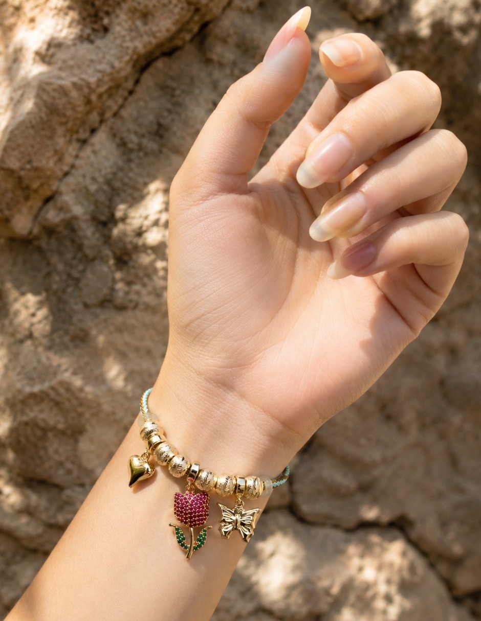 Pulsera yoiko con zirconia floré acabado