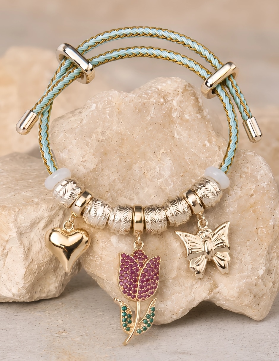 Pulsera yoiko con zirconia floré acabado