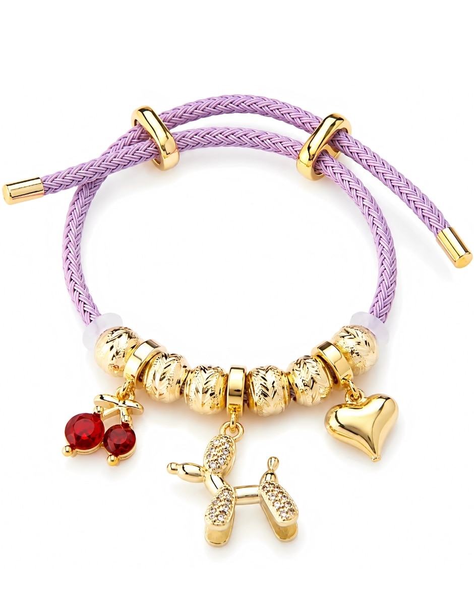 Pulsera yoiko con zirconia cerise acabado