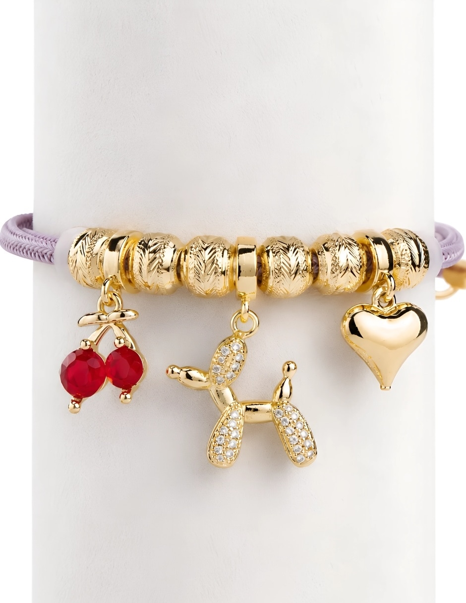 Pulsera yoiko con zirconia cerise acabado