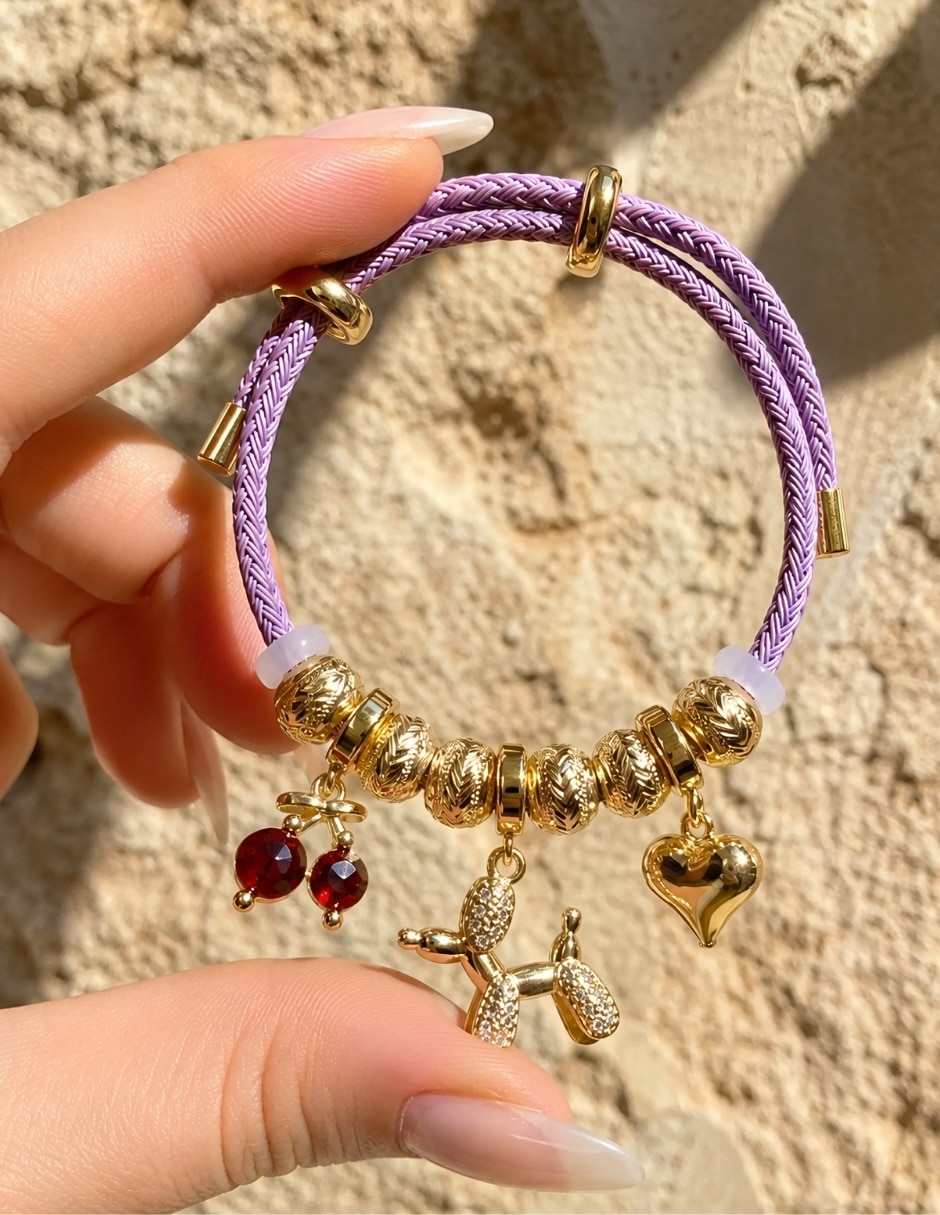 Pulsera yoiko con zirconia cerise acabado