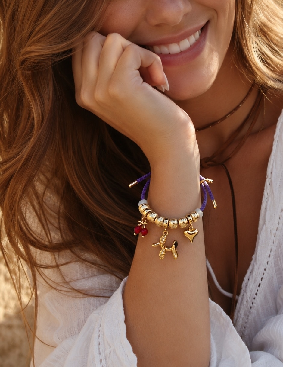 Pulsera yoiko con zirconia cerise acabado