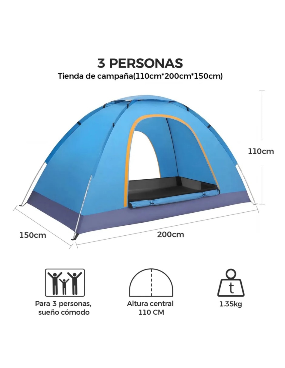 Casa de campaña para 3 personas 3