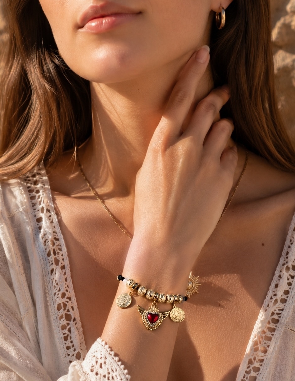 Pulsera con zirconia rosarium acabado 2