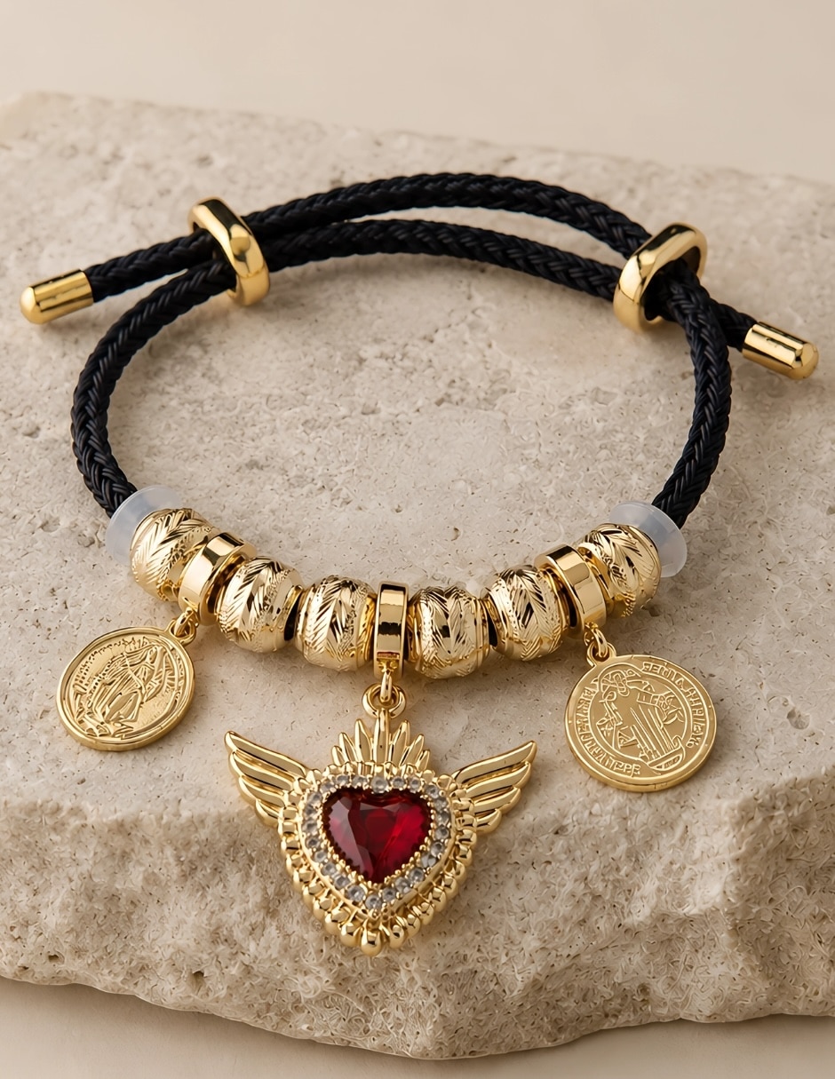 Pulsera con zirconia rosarium acabado 6