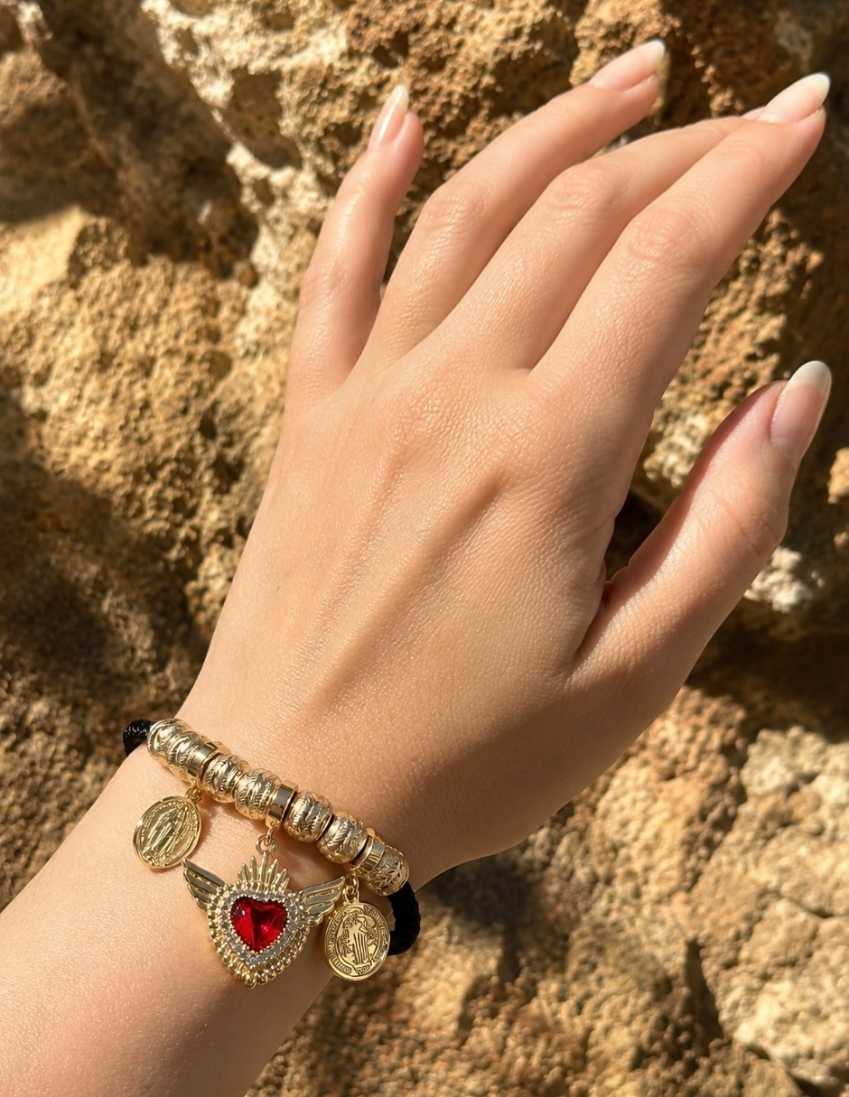 Pulsera con zirconia rosarium acabado 8