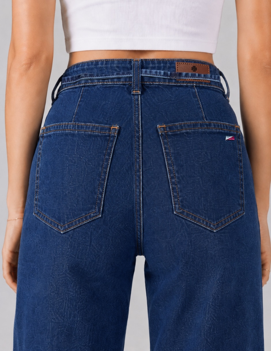 Jeans regular mom cintura alta obs jeans para mujer