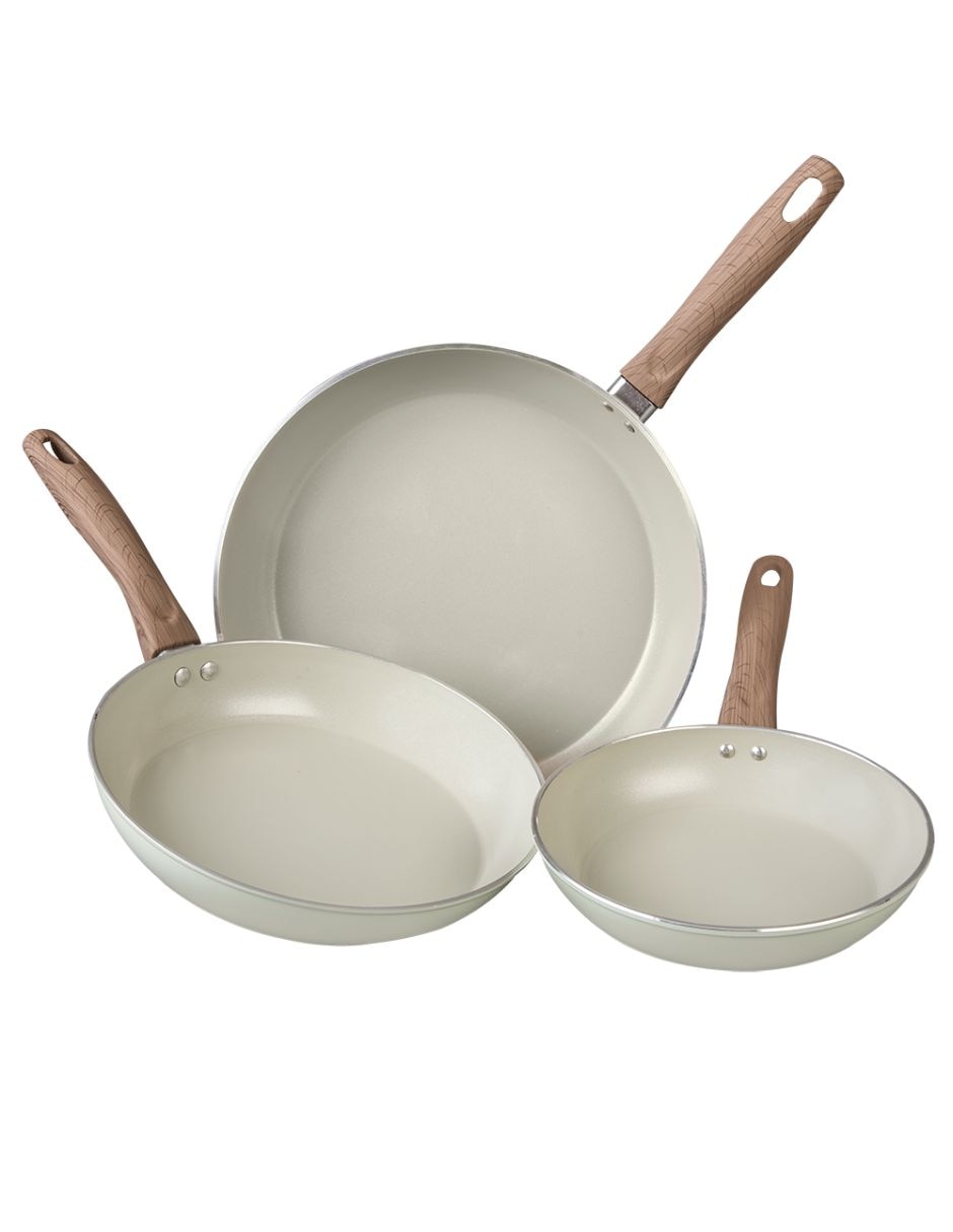 Set de sartenes wellnes de acero vitrificado 3 piezas Set de sartenes wellnes de acero vitrificado 3 piezas