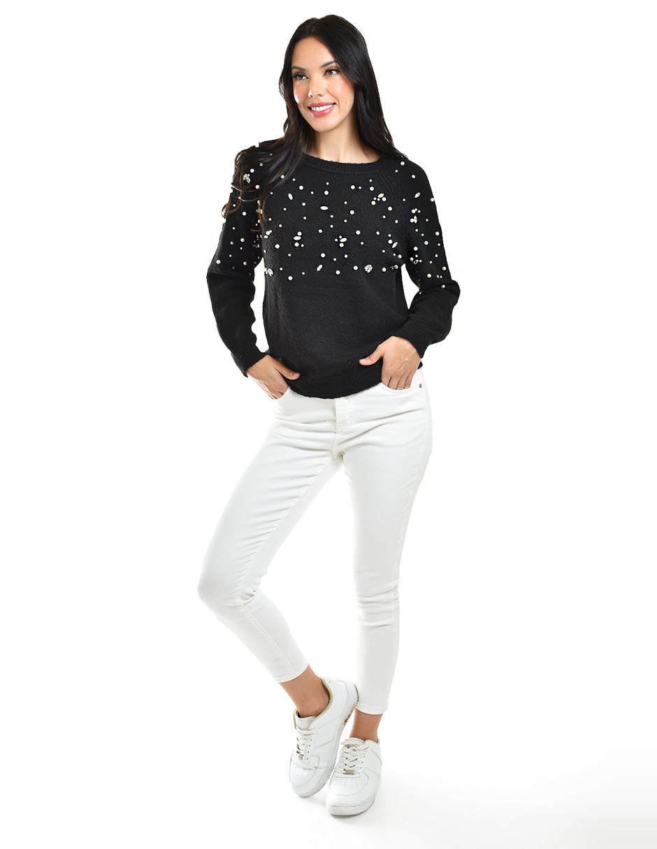 Suéter roman fashion cuello redondo para mujer