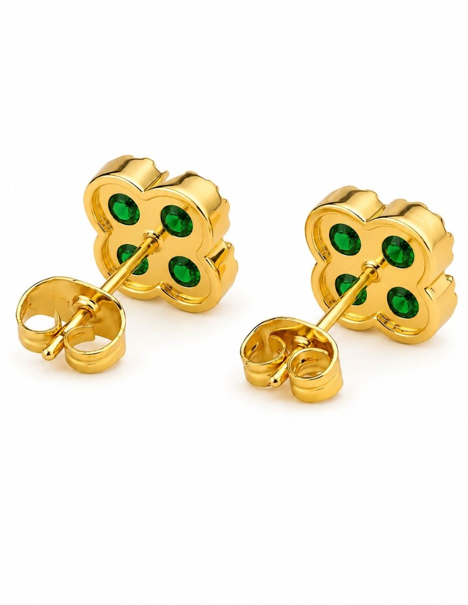 Broqueles de flor yoiko virelle con acabado baño de oro zirconia