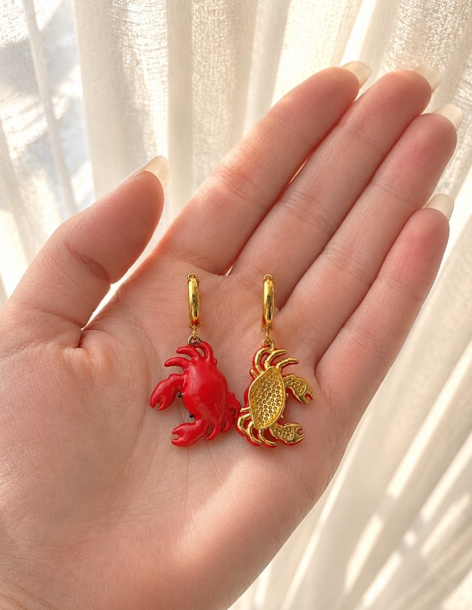 Ear cuff de cangrejo cangrejo con acabado baño de oro 8