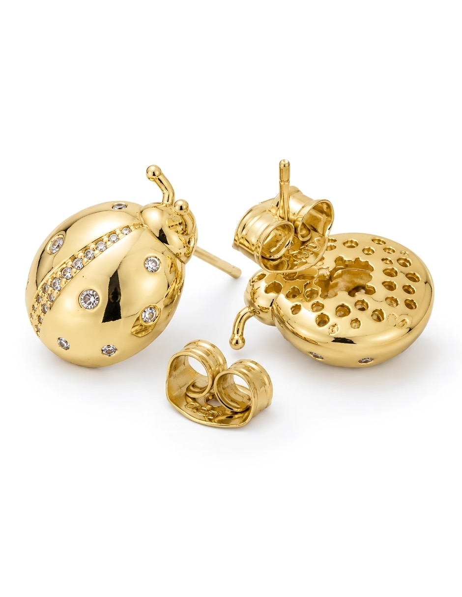 Broqueles de catarina nubia con acabado baño de oro zirconia 4