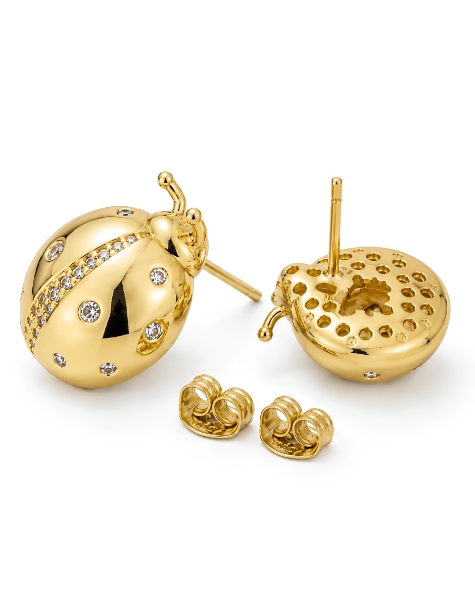 Broqueles de catarina nubia con acabado baño de oro zirconia 2