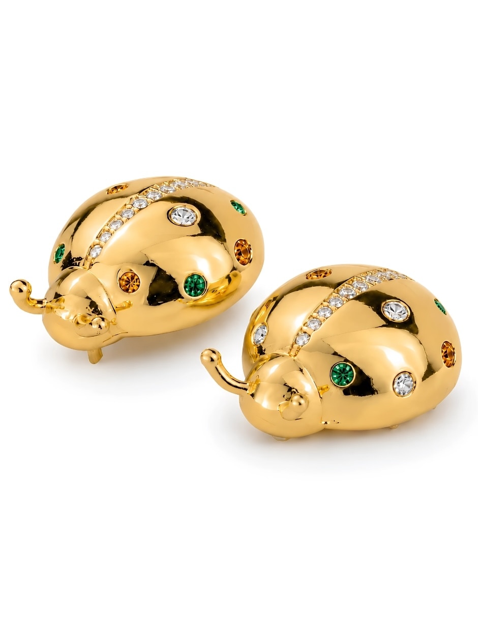 Broqueles de catarina nubia con acabado baño de oro zirconia 3