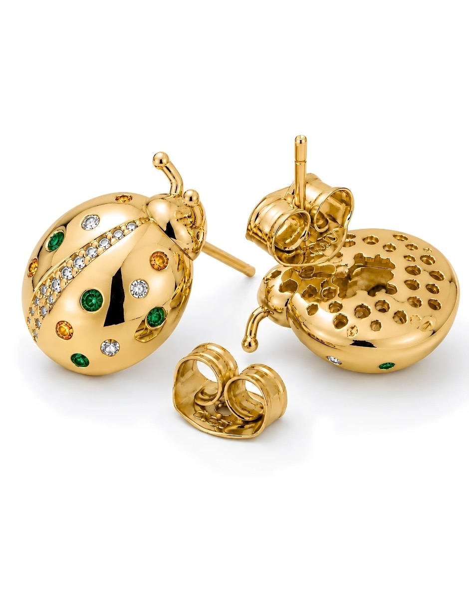 Broqueles de catarina nubia con acabado baño de oro zirconia 4