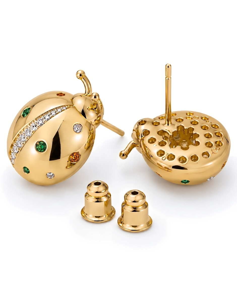 Broqueles de catarina nubia con acabado baño de oro zirconia 5