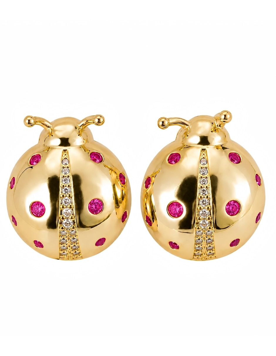 Broqueles de catarina nubia con acabado baño de oro zirconia Broqueles de catarina nubia con acabado baño de oro zirconia