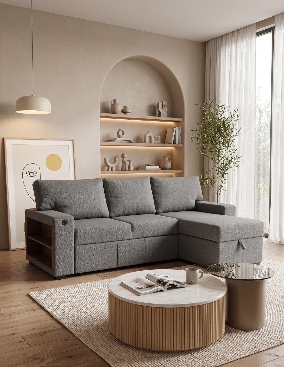 Sofá cama de madera pino 2