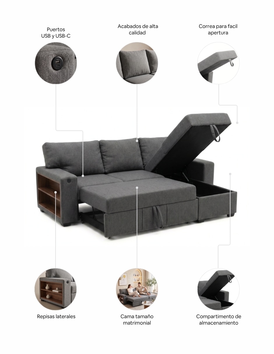 Sofá cama de madera pino Sofá cama de madera pino