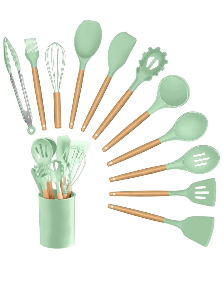 Set espátulas silicón y madera