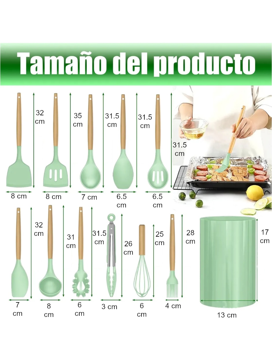 Set espátulas silicón y madera 4