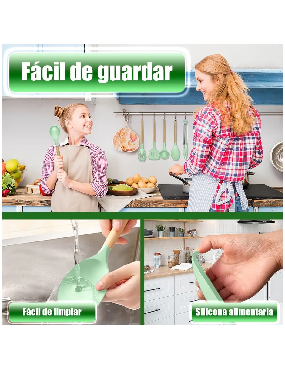 Set espátulas silicón y madera 3
