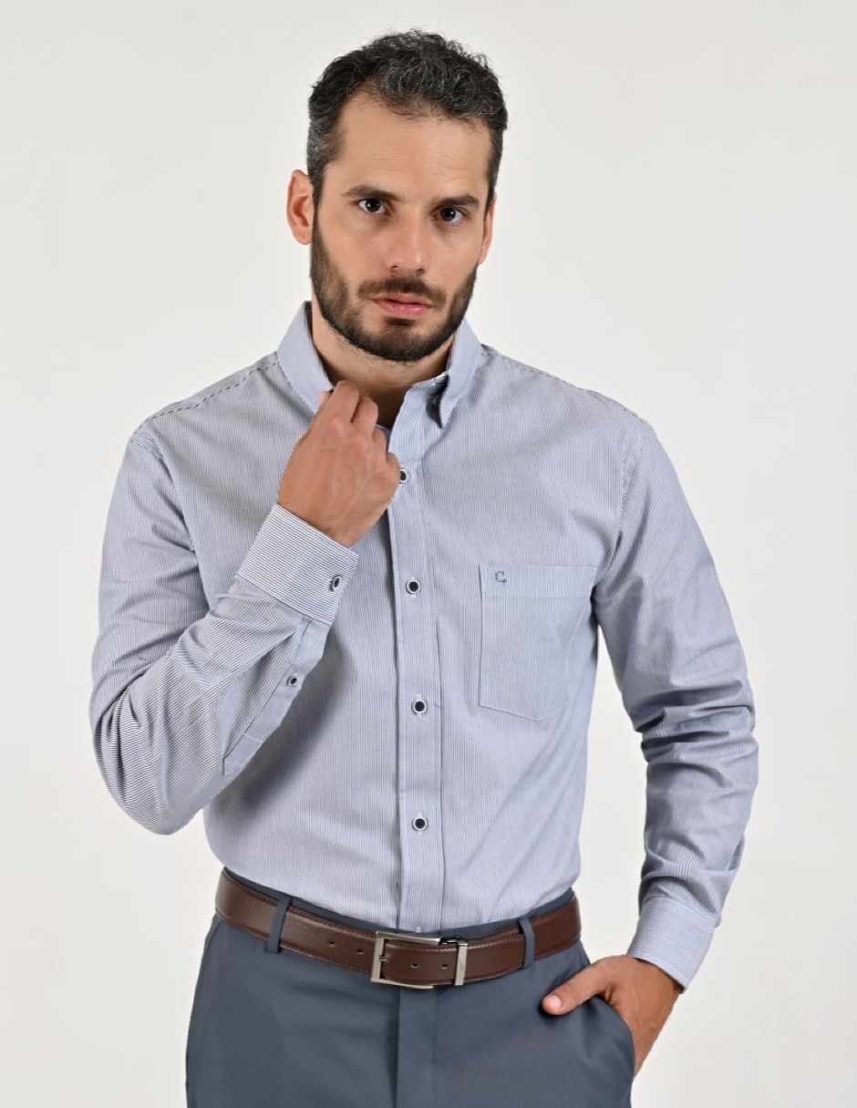Camisa casual de algodón manga larga para hombre