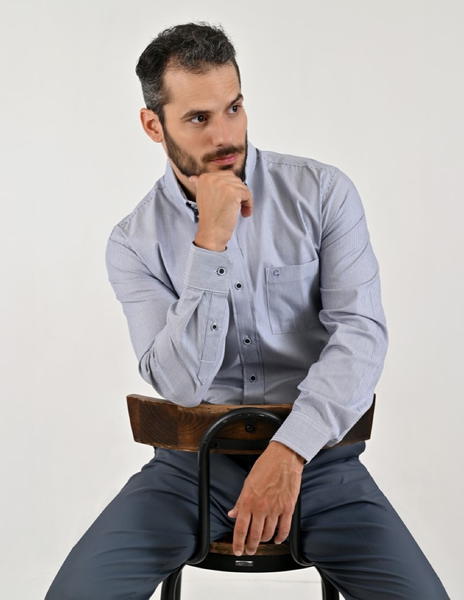 Camisa casual de algodón manga larga para hombre 4