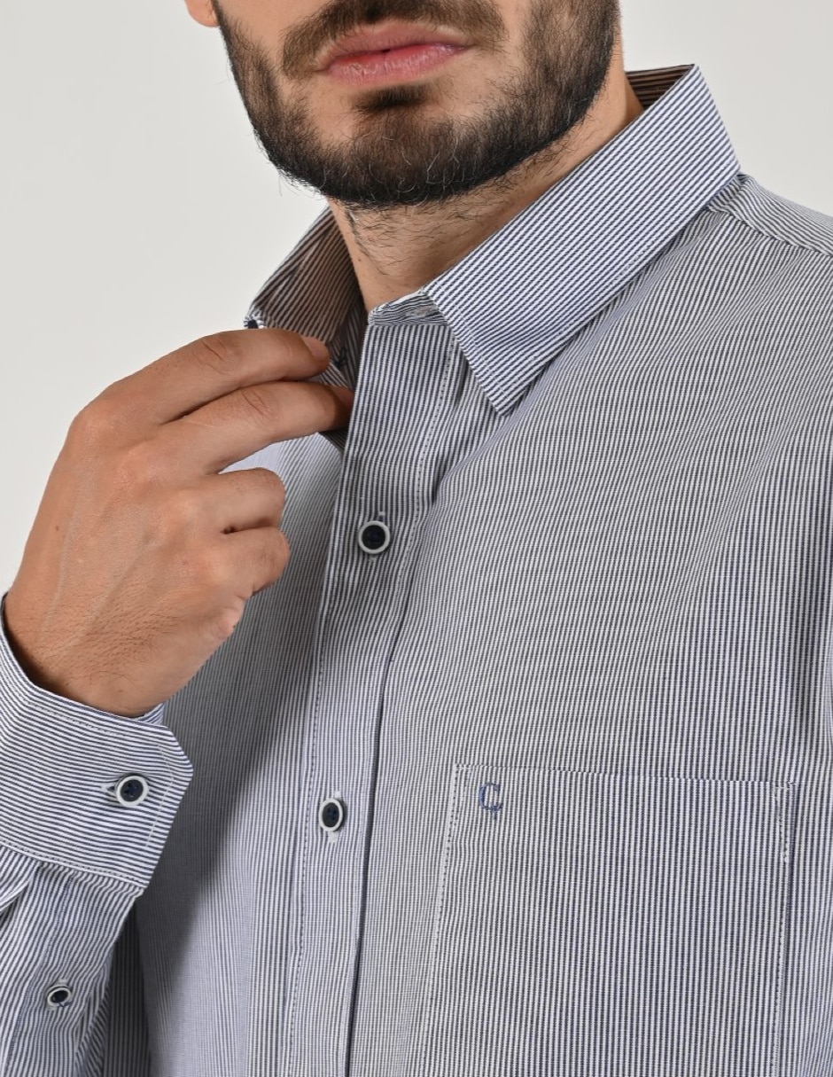 Camisa casual de algodón manga larga para hombre 6