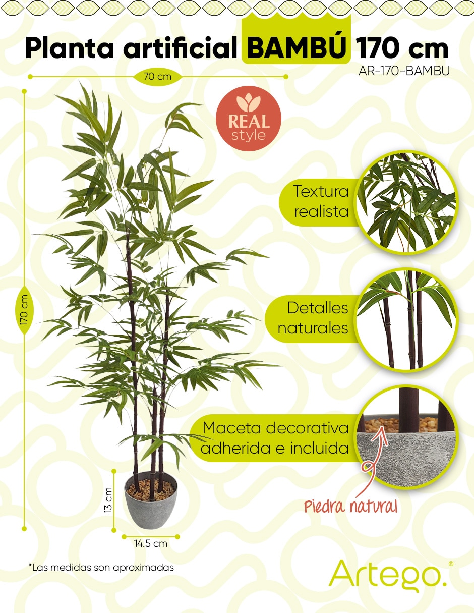 Planta bambú artificial bambu real style 8