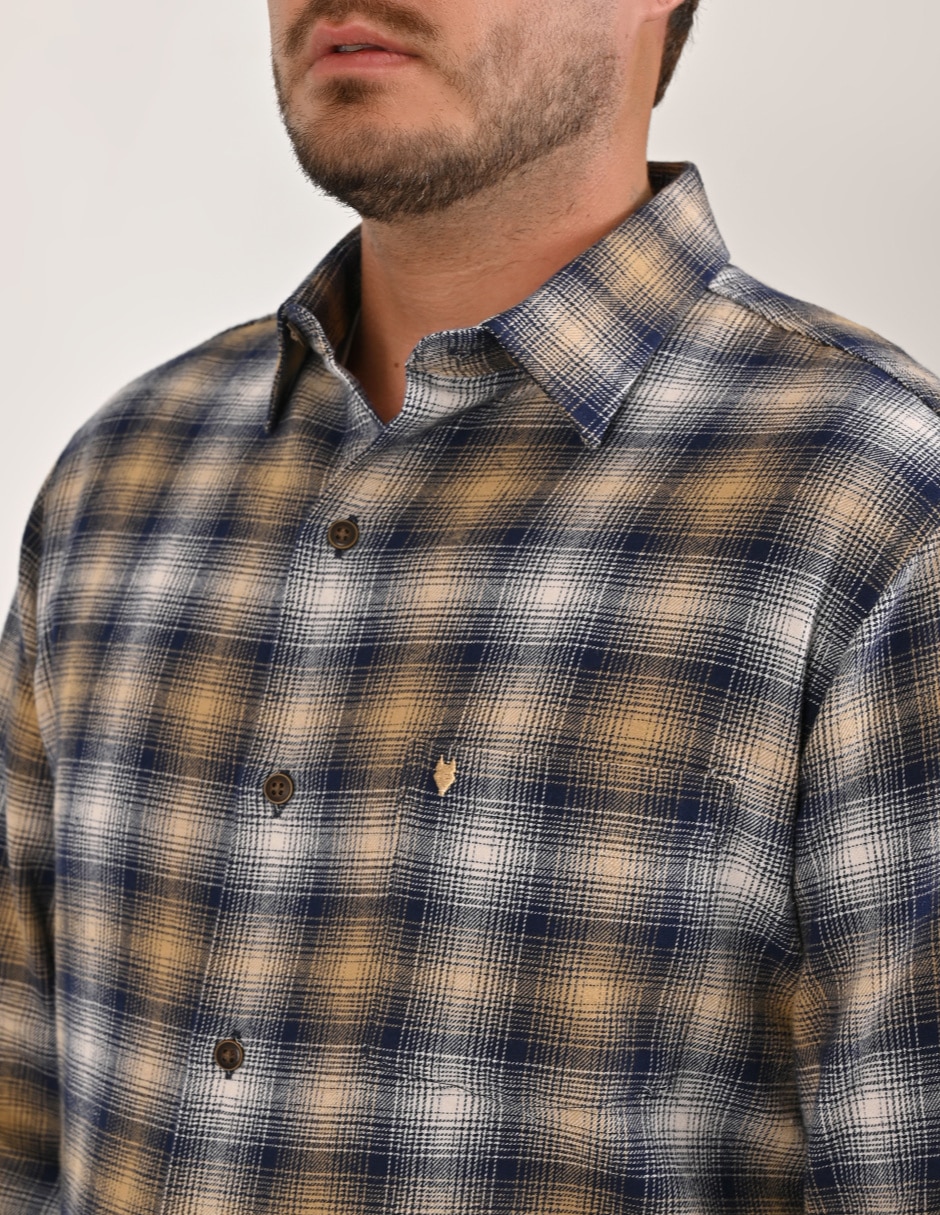 Camisa casual yale de algodón manga larga para hombre