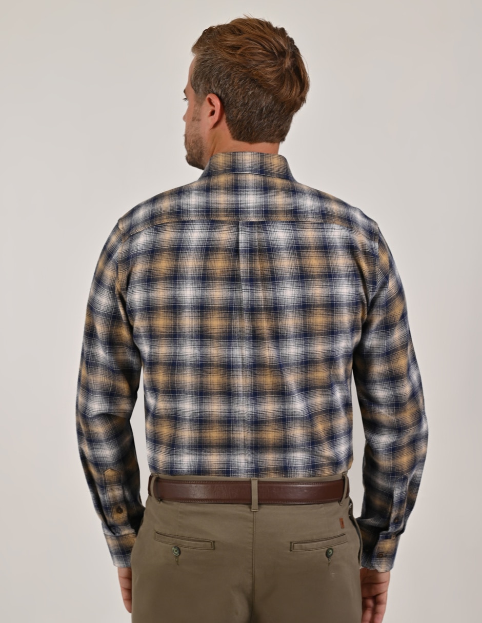 Camisa casual yale de algodón manga larga para hombre