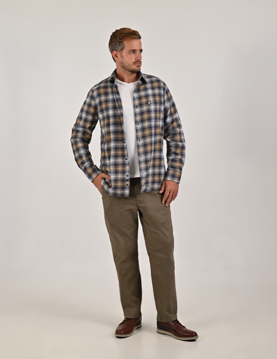Camisa casual yale de algodón manga larga para hombre