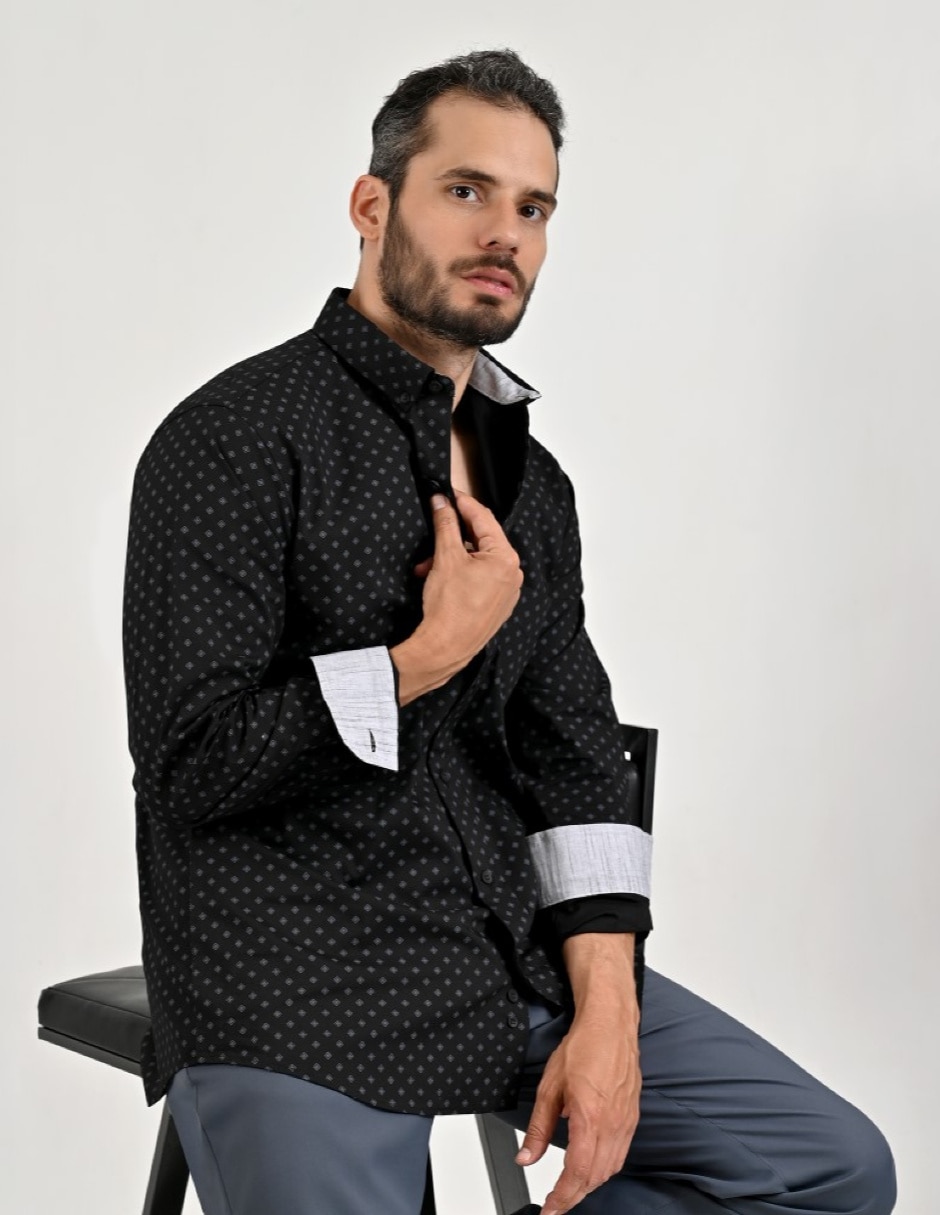 Camisa casual primaverda - verano manga larga para hombre 6
