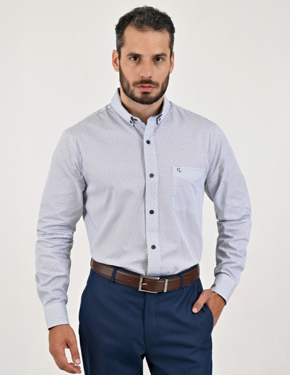 Camisa casual de algodón manga larga para hombre