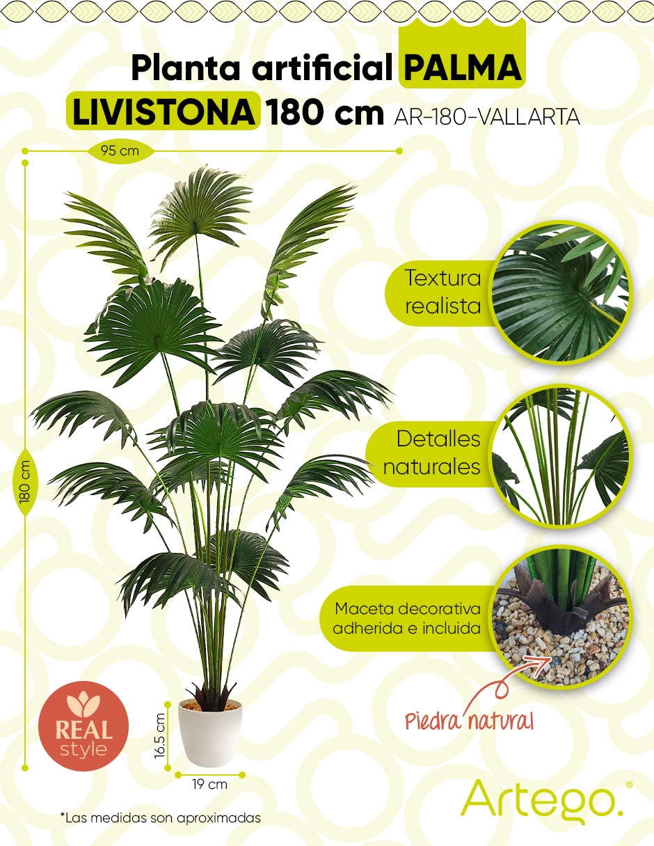 Planta palmera artificial vallarta real style palma livistona 8