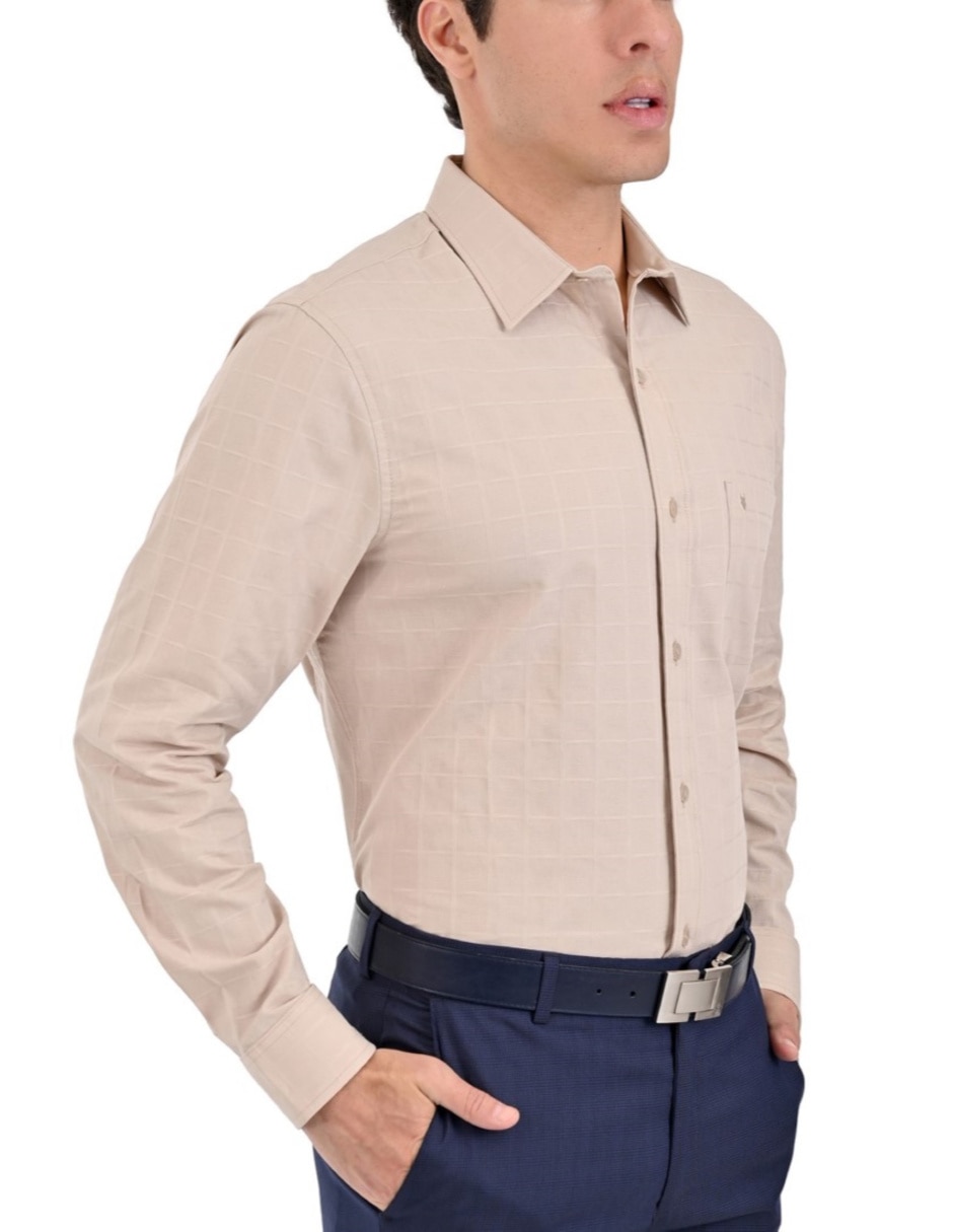 Camisa casual yale de algodón manga larga para hombre