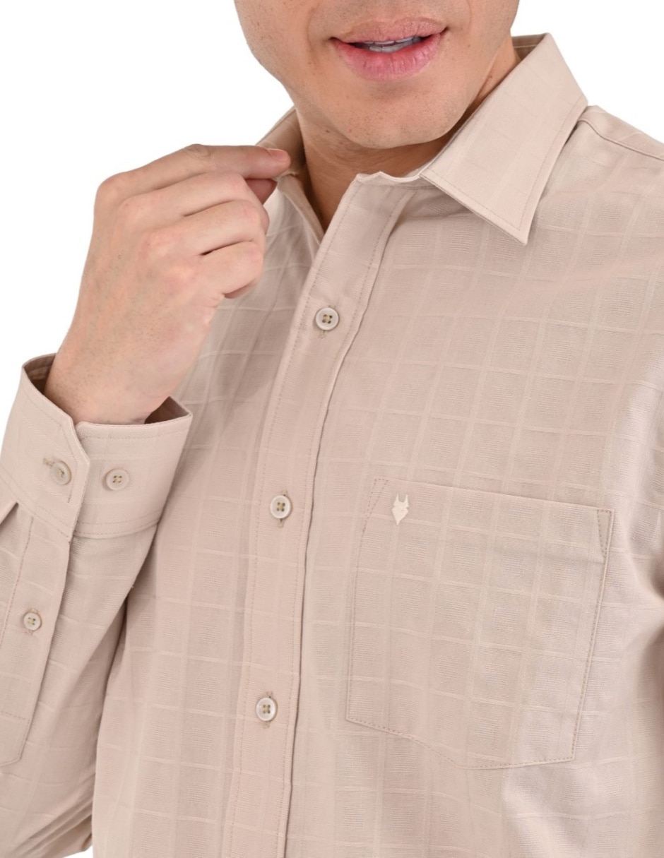 Camisa casual yale de algodón manga larga para hombre