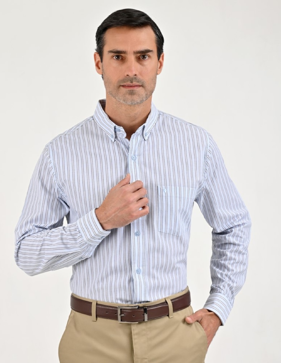 Camisa casual de algodón manga larga para hombre