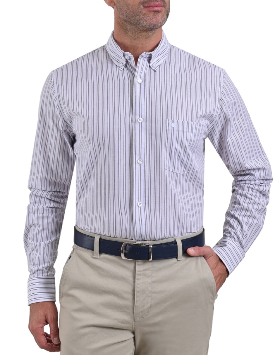 Camisa casual de algodón manga larga para hombre