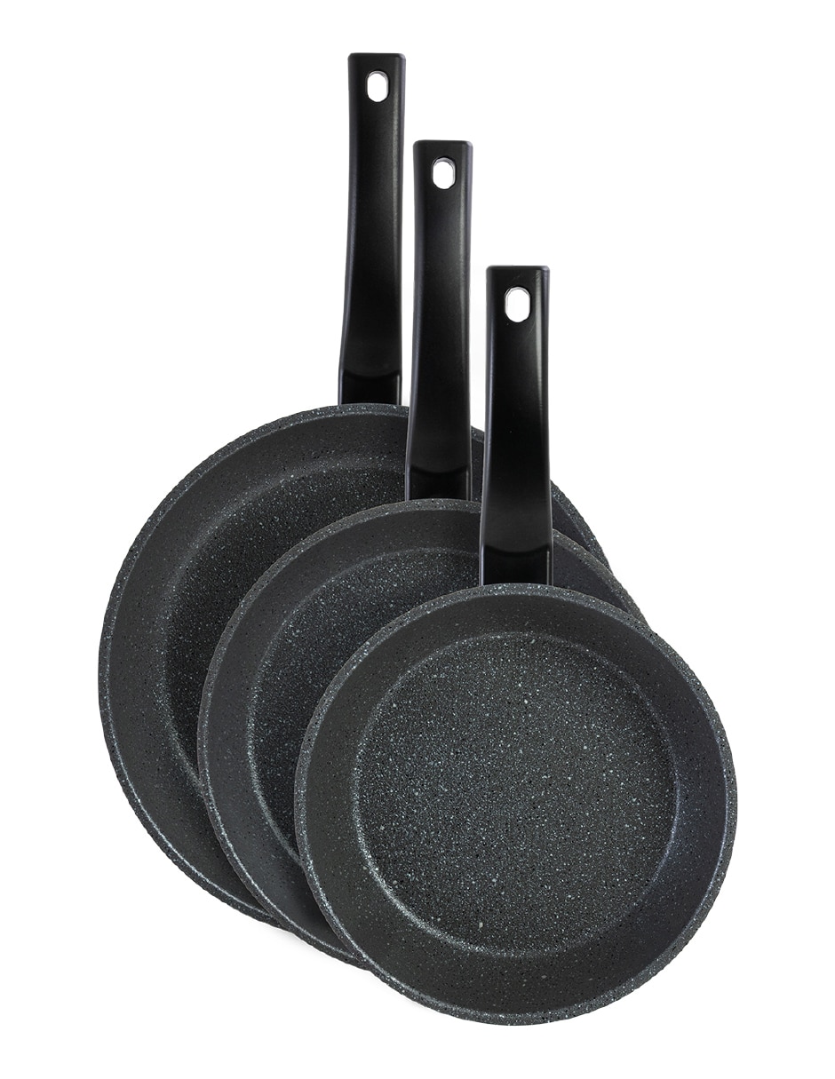 Set de sartenes de aluminio anodizado 3 piezas Set de sartenes de aluminio anodizado 3 piezas