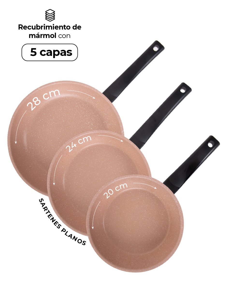 Set de sartenes de aluminio anodizado 3 piezas 3