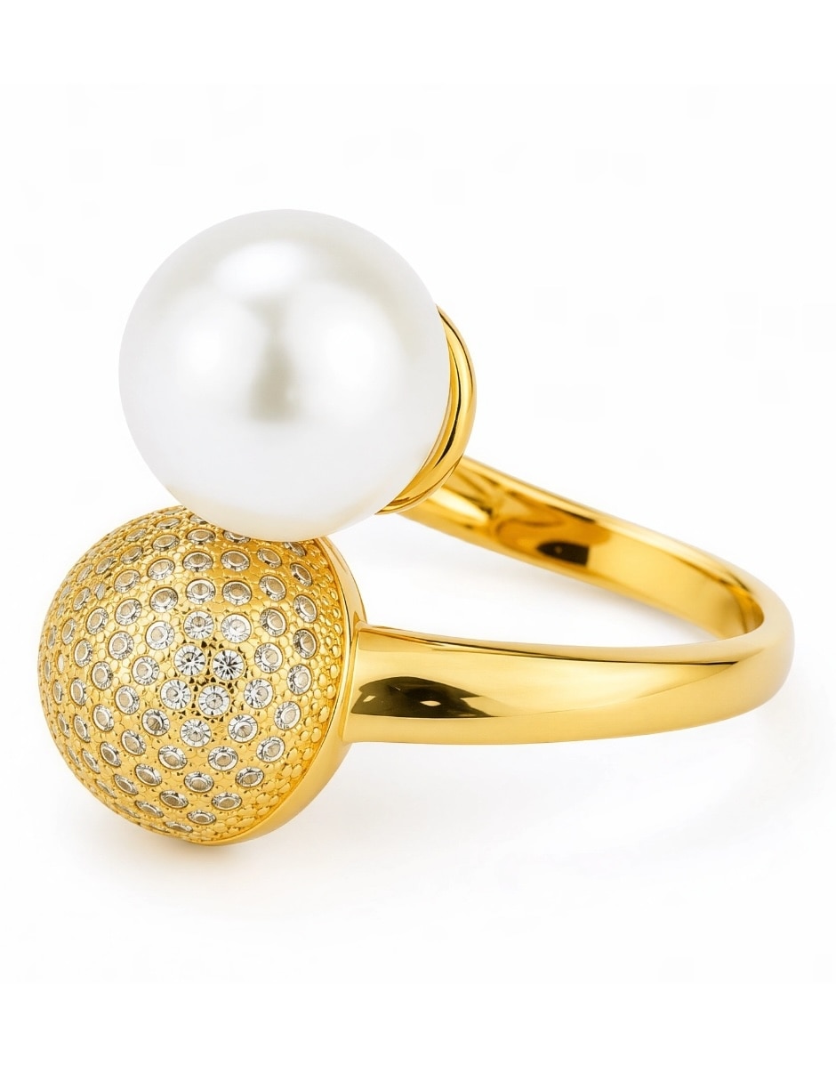 Anillo alba de aleación de metal zirconia baño de oro 3