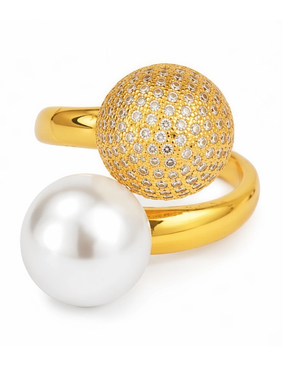 Anillo alba de aleación de metal zirconia baño de oro 5